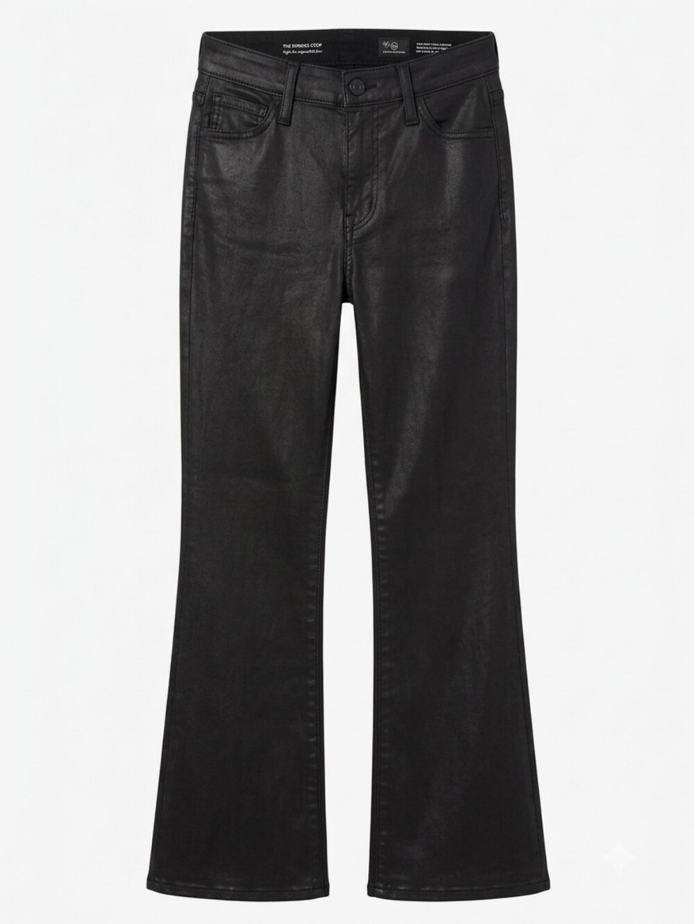 NWOT AG Adriano Goldschmied Quinne Crop High-Rise Coated Flare Leatherette Jeans